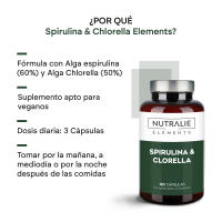 Espirulina y Chlorella 1800mg -  Energía - BIO-disponible y  Vegana - 180 Cápsulas de Algas de Espirulina y Chlorella - Spirulina Vegana - 180 Cápsulas Nutralie - details 1