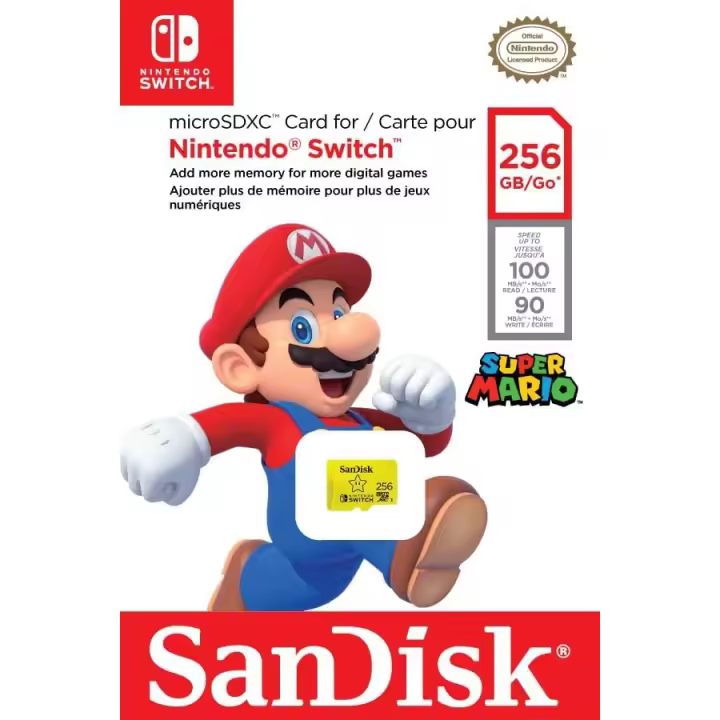 SanDisk 256GB tarjeta microSDXC para consolas Nintendo Switch hasta 100 MB/s UHS-I Class 10 U3 - 1