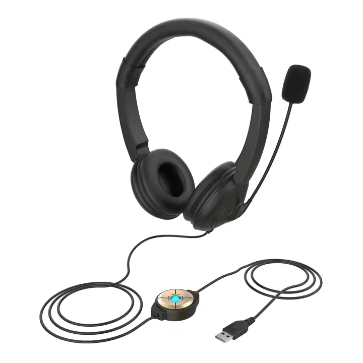Auriculares Con Micrófono De Cancelación De Ruido USB Fijos Para Ordenador Control De Volumen Y Speaker Micrófono En La Banda - 1