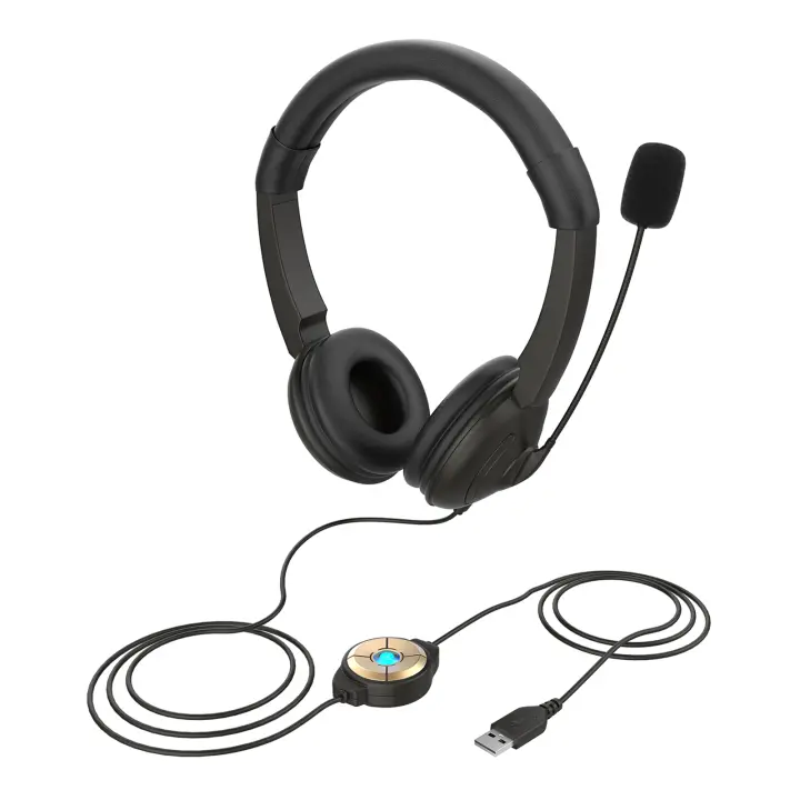 Auriculares Con Micrófono De Cancelación De Ruido USB Fijos Para Ordenador Control De Volumen Y Speaker Micrófono En La Banda - 1