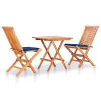 vidaXL Set de bistró 3 pzas con cojines madera maciza teca en color Antracita/Estampado cuadros rojos/Verde brillante y más | acolchados duraderos para sofás de jardín terraza exterior - details 6