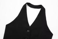 Conjunto De Traje Para Mujer TRAF Con Cuello Colgante Y Chaqueta De Botones Estilo Inglés Pantalones De Cintura Alta Casual - details 12