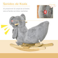 HOMCOM Caballito Balancín Infantil en Forma de Koala con Títere para Bebés 18-36 Meses con Sonido Cinturón de Seguridad y Reposapiés 60x33x50 cm Gris - details 6