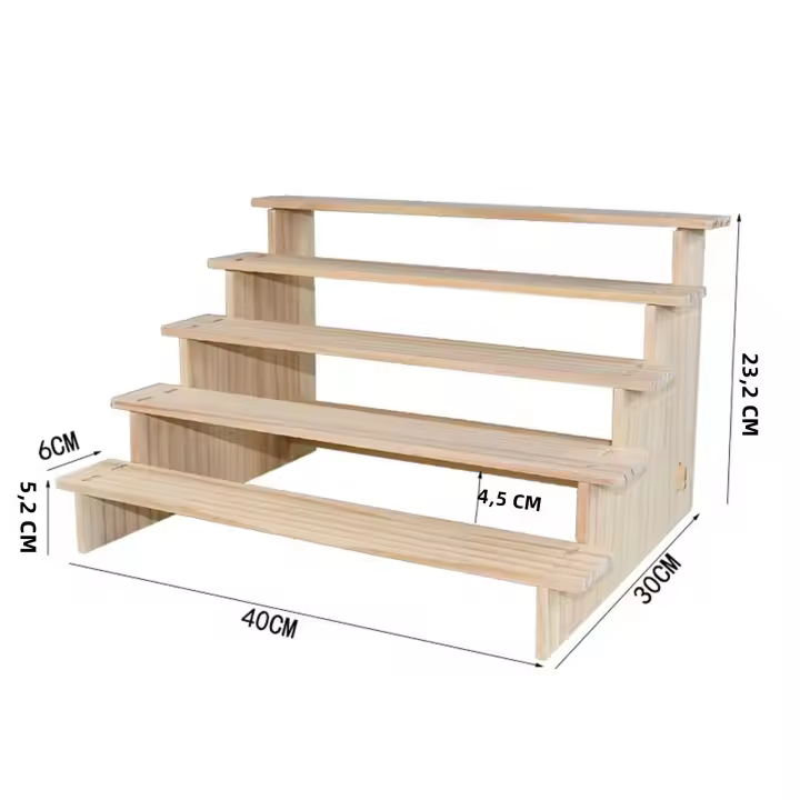 Estante De Madera Rectangular Para Exhibición Organizador De Postres Pasteles Joyas Colecciones Ecológico Y Duradero - 1