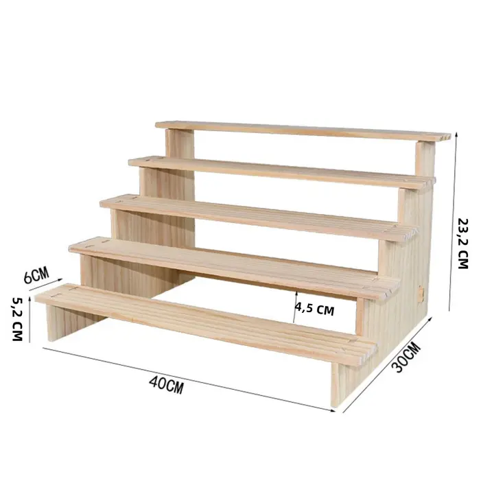 Estante De Madera Rectangular Para Exhibición Organizador De Postres Pasteles Joyas Colecciones Ecológico Y Duradero - 1