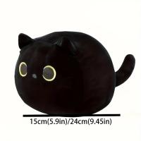 Juguete De Peluche Gato Negro Kawaii 2 Piezas Set Almohada Suave Regalo De Cumpleaños Y Navidad Para Niños De 3-6 Años Material De Peluche Relleno De Algodón PP - details 1