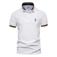 Camisa Polo Hombre AIOPESON Verano Bordado De Girafa Manga Corta Estilo Casual Cuello Erguido Transpirable Material Algodón Slim Fit - details 4