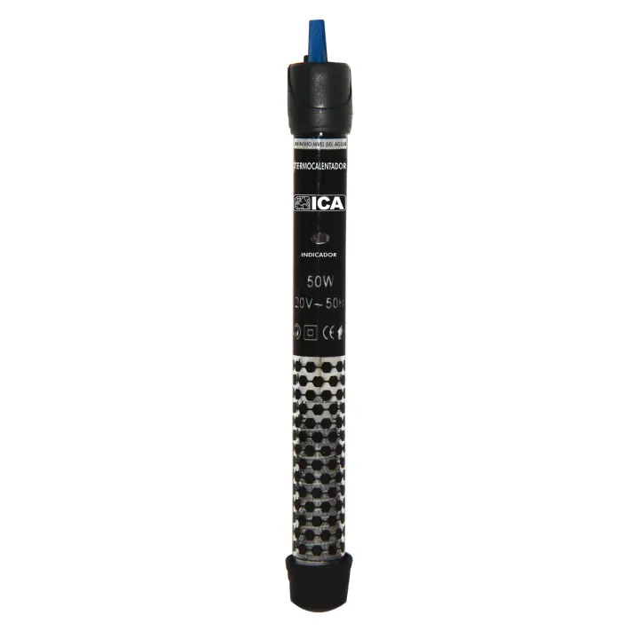 Termocalentador TEMPERAMATIC PRO 50 w ICA Automáticamente mantiene constante la temperatura seleccionada del agua y el calor es distribuido por todo el tanque. Cristal altamente resistente a los golpes y a las altas temperaturas. Luz indicadora ON/OFF. - 1