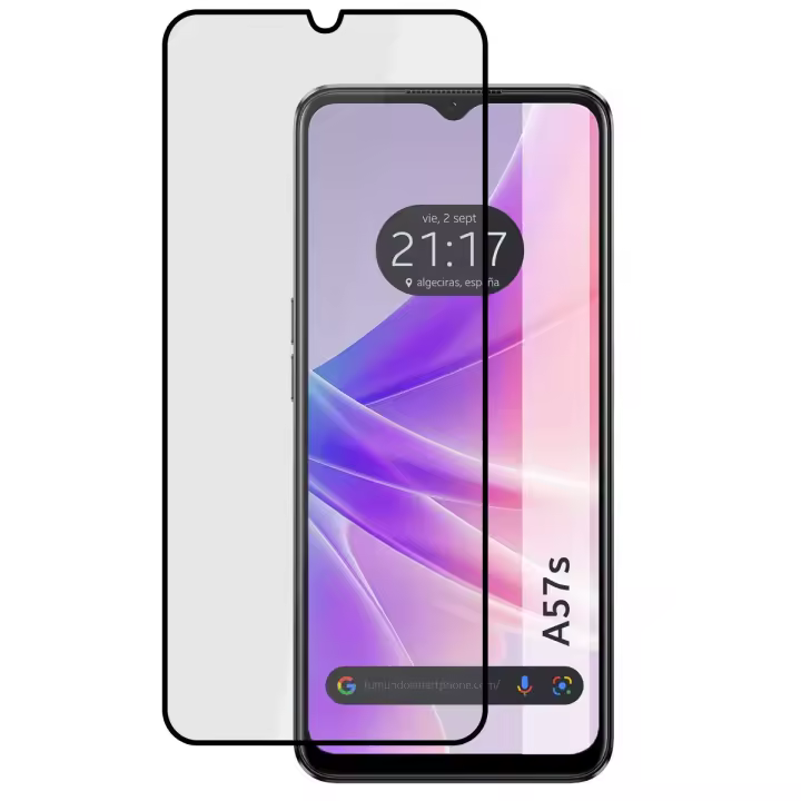 Protector Cristal Templado Completo 5D Full Glue Negro para Oppo A57s Vidrio - 1