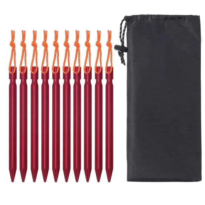 TARKA Palos De Tenda De Aluminio Aleación 18cm/7in Longitud 10 Piezas Conjunto Juego De Camping Accesorios De Equipo - 1