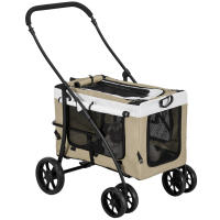 PawHut Carrito para Perros Cochecito para Perros Plegable con Vagón Desmontable 4 Puertas con Cremallera 2 Correas de Seguridad 2 Correa de Transporte y Cojín - details 0