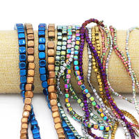 Cuentas De Hierro Natural En Forma De Cubo Y Cuadrado 2/3/4/6MM Colores Azul Y Oro Marrón Para Creación De Joyería Pulseras Y Collares DIY - details 2