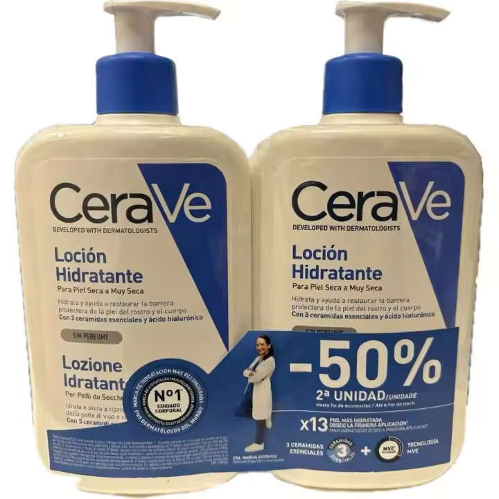 DUPLO CeraVe Loción Hidratante para Piel Seca a Muy Seca (2 x 473ml) - Pack Ahorro con 3 Ceramidas Esenciales y Ácido Hialurónico - 1