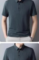 Camisa Polo De Verano Para Hombre Con Cuello Redondo Solido Camiseta De Negocios Transpirable Corta Cuello En V Talla Única - details 13