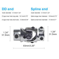 Junto De Juntas Universales U 3/4" DD X 3/4" DD Enchapado De Níquel Coupler De Eje De Dirección Individual Accesorios De Coche Longitud Total 83 Mm - details 4