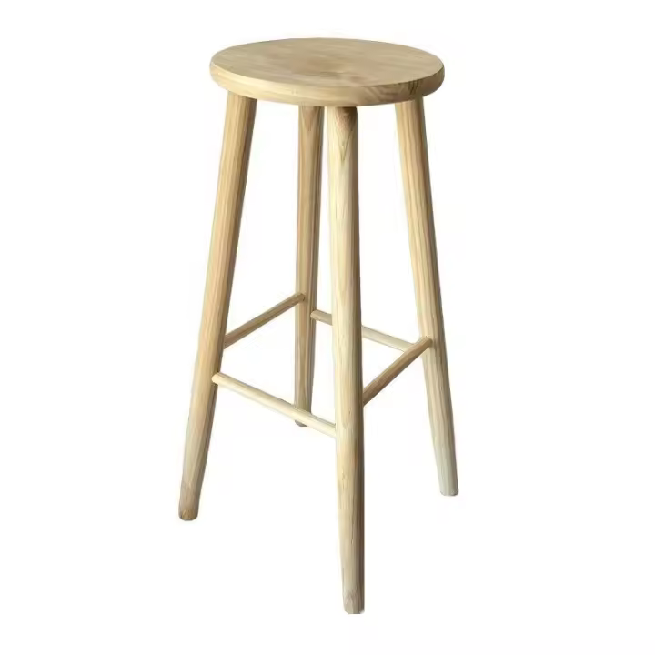 Maxia market - Taburete Redondo de Barra, Banqueta Redonda de Madera Natural 28 x 70cm - 1