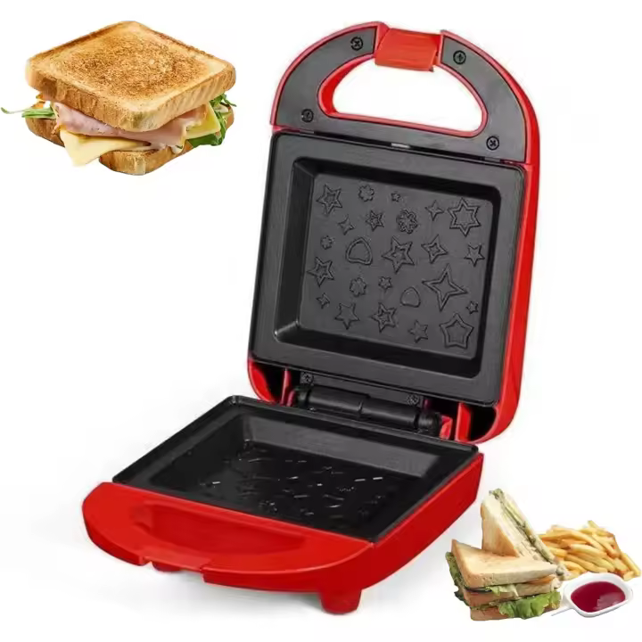 Sandwicherera eléctrica de calefacción de doble cara, sandwichera de 600 W, sandwichera de parrilla de calefacción multifunción con placas antiadherentes, máquina de sándwich de queso a la parrilla （21.5*15.3*10.5cm） - 1