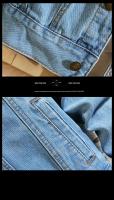 Chaqueta De Mezclilla Para Hombre Estilo Vintage Motociclista Casual Cuello En V Manga Larga Abotonada Negro Azul Mediano Y Grande - details 8