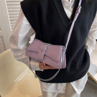 Bolso De Hombro PU Cuero Pequeño Para Mujer Color Sólido Con Cadena Vintage Lujo Monedero Bandolera De Moda Para Dama - details 1