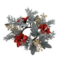 Corona De Navidad Con Vela Artificial De 25cm Decoración Floral Verde Para Mesa Centro De Pascua Y Hogar Material Plástico - details 0