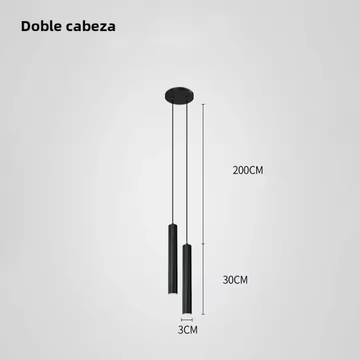 Lámpara Colgante Moderna Nórdica LED Doble Cabeza Para Comedor 2m Con Tubo Decorativo Cilíndrico Lámpara De Pared Chandelier - 1
