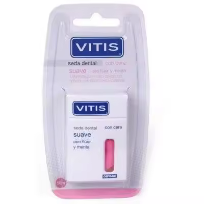 Dentaid - VITIS SEDA DENTAL CON FLUOR Y MENTA SUAVE - Elimina Placa y Residuos - 50M - 1