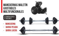 ManiBoom Maletin Pesas y Mancuernas Ajustables de HIERRO ANTIDESLIZANTES - Mancuernas 10kg 15kg 20kg 30kg 40kg 50kg con Barra Regulables y Cierre de SEGURIDAD - Kit de Ejercicio Gym en Casa - details 0