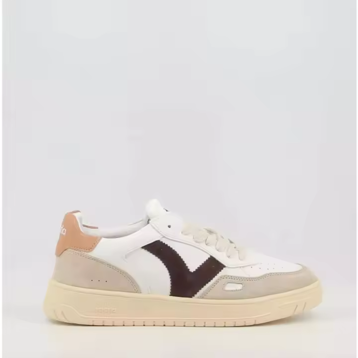 Zapatillas Blanca y Marrón Victoria Seul Efecto Piel y Serraje - 1