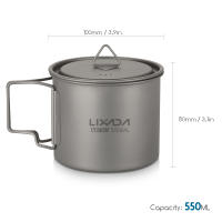 Lixada Taza De Agua Ultraligera De Titanio Con Manija Plegable Para Exteriores 300/350/550/650ml/750ml Ideal Para Picnics Y Uso En La Mesa - details 16