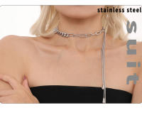 Moda FINA de Maple inoxidable collar Largo de borlas para las mujeres simple Cadena de serpiente collar de Cadena Niñas regalo - details 2