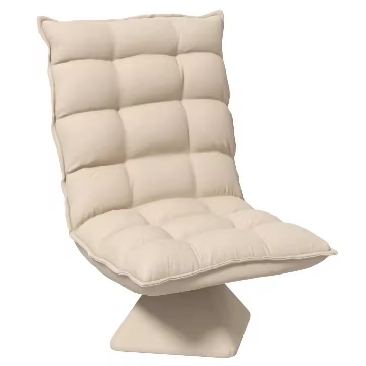 HOMCOM Silla de Pie Sofá de Piso con Respaldo Ajustable Silla de Meditación Giratoria con Base Acolchada Sillón Relax Sofá Perezoso para Salón Oficina Beige - 1