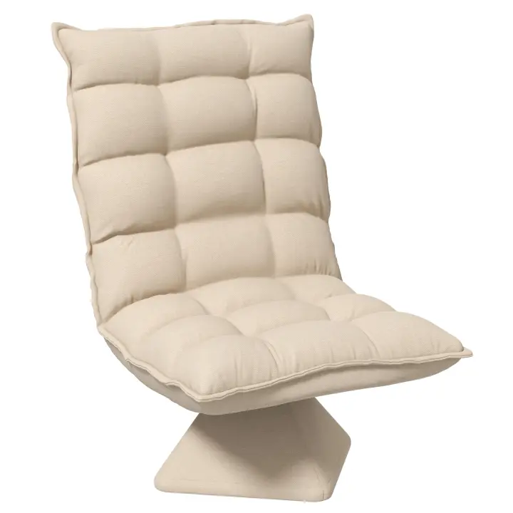 HOMCOM Silla de Pie Sofá de Piso con Respaldo Ajustable Silla de Meditación Giratoria con Base Acolchada Sillón Relax Sofá Perezoso para Salón Oficina Beige - 1
