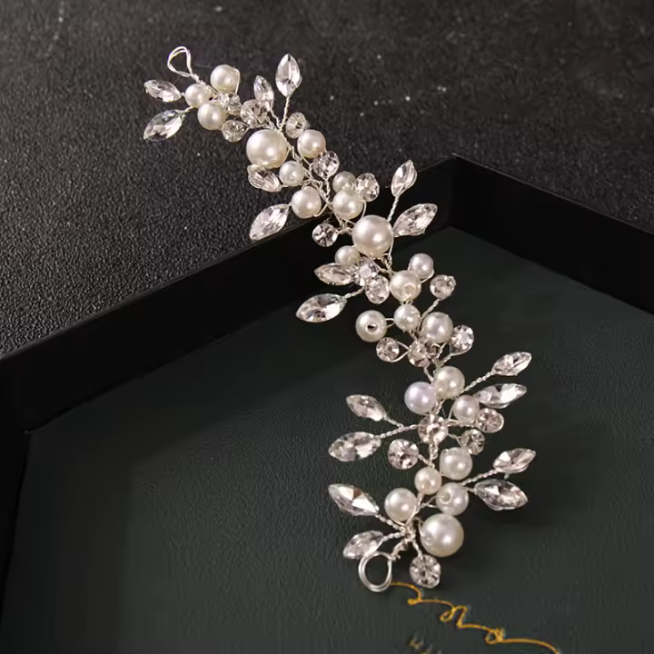  Banda De Pelo Para Novia Con Strass Perlas Y Flores Accesorios De Boda Para Mujeres Tamaño M Accesorios De Fiesta - 1