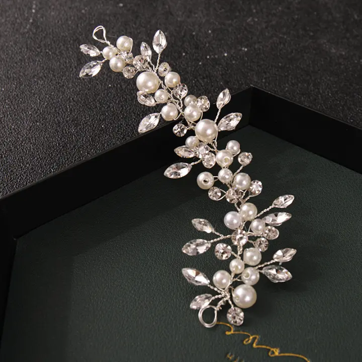  Banda De Pelo Para Novia Con Strass Perlas Y Flores Accesorios De Boda Para Mujeres Tamaño M Accesorios De Fiesta - 1