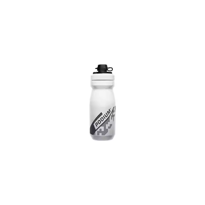 CAMELBAK - Bidón Podium Dirt Color Blanco 620ml para ciclismo de montaña y deportes al aire libre con tapón anti-barro, válvula Jet Valve antigoteo y bloqueo ergonómico anti-fugas - 1