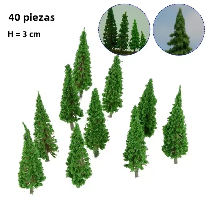 40pcs Árboles De Modelo Plástico Para Ferrocarril Miniatura Escenografía De Jardín Accesorios De Paisaje De Juguetes - 1