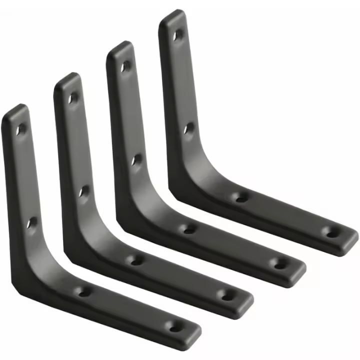 Soporte de estante de pared, soporte de metal negro mate, soporte de estante de metal para decoración de cocina, soporte resistente, 100 mm * 100 mm, 4 piezas negro, - 1