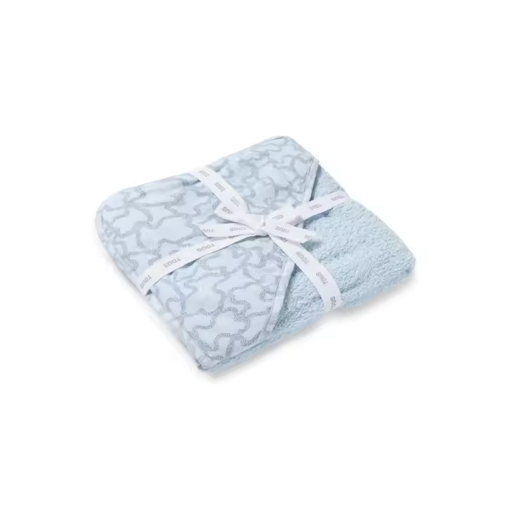Capa de baño TOUS Baby con capucha, en tejido de rizo al tono y en suave algodón estampado Kaos. - 1