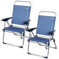 Aktive - Pack 2 sillas de playa plegables, 65x60x38/96 cm, aluminio y textileno, 4 posiciones, respaldo reclinable, antivuelco, color azul, modelo La Palma - details 0