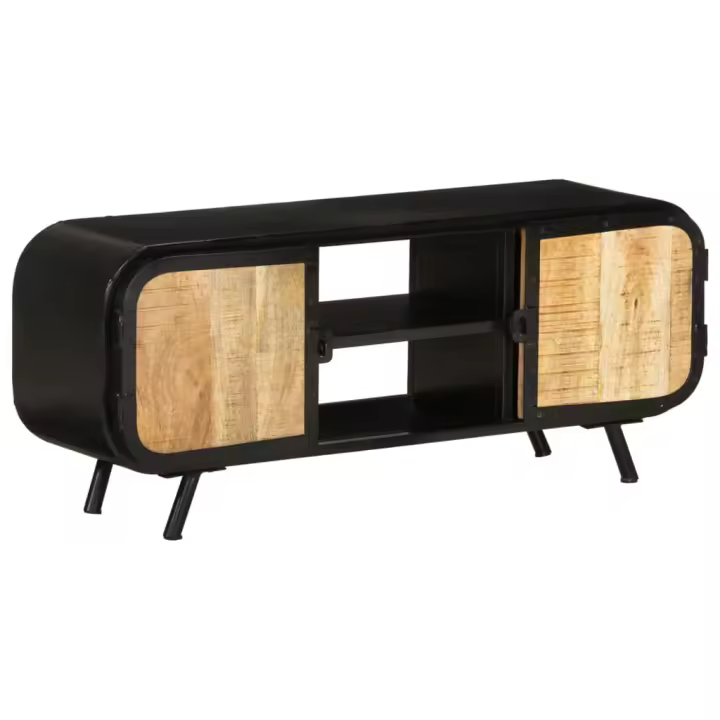 Mueble para TV de madera maciza de mango rugosa 110x30x45 cm - 1