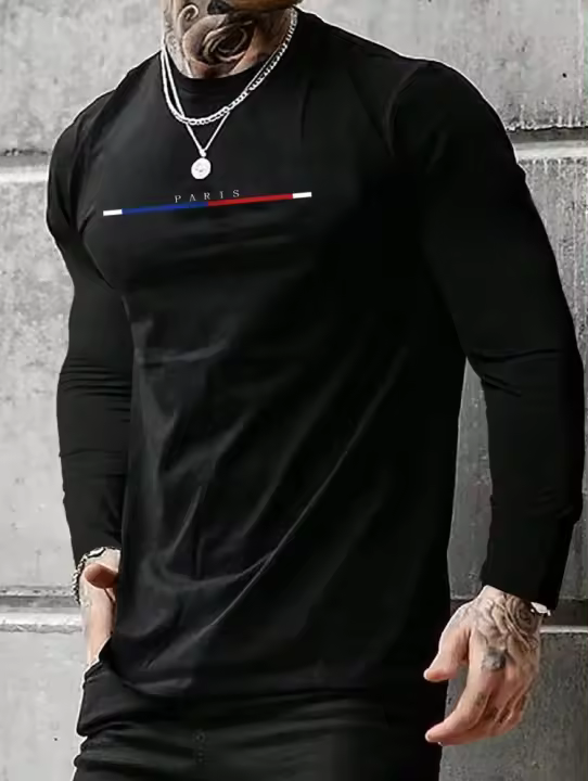 Camiseta Larga Para Hombre Estilo Retro Clásico Con Impresión De Letras Y Color Sólido Casual Para Primavera/Verano Uso Diario Fiesta Social - 1