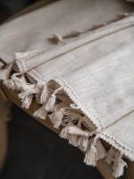 Mantel Rectangular De Lino Universal Para Todas Las Estaciones Color Sólido Beige Con Borde Vintage Para Decoración De Boda Y Cocina Estilo Rústico - details 3