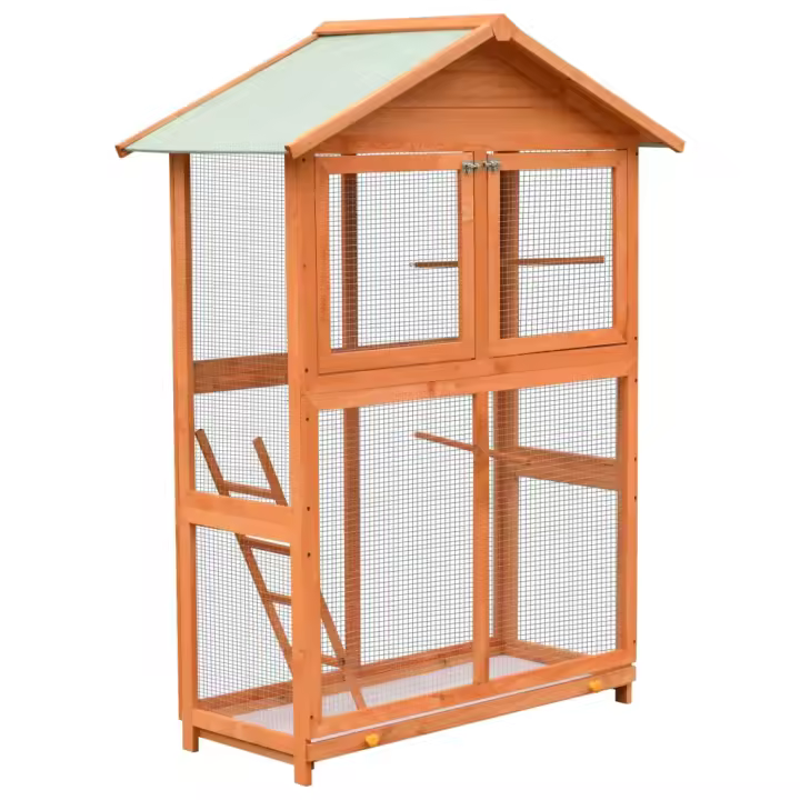 vidaXL Jaula para pájaros madera maciza pino y abeto 125,5x59,5x164 cm - 1