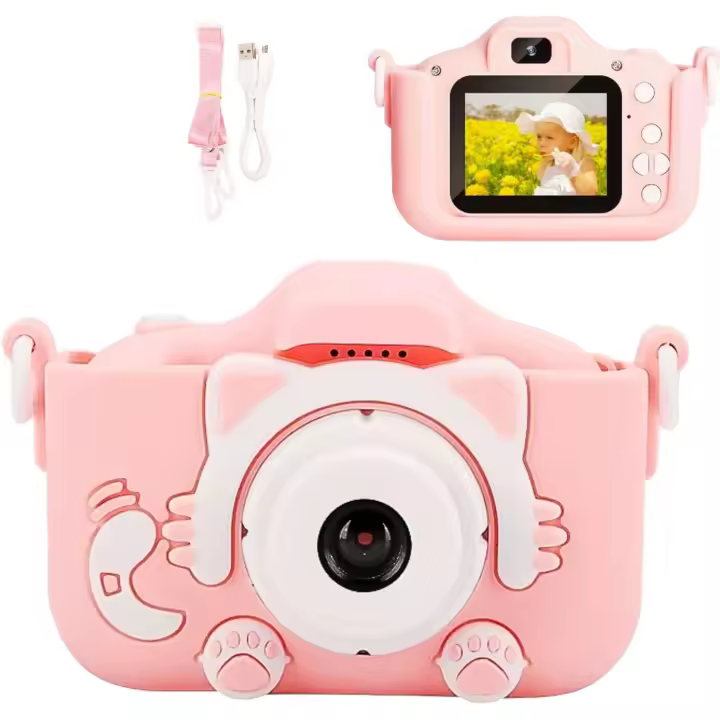 Cámara digital para niños Pequeños. Juguetes para niños y niñas. Regalar emociones para todas las edades. Cámaras frontal y trasera, video de Alta Definición y juegos divertidos para todo Moment (Pink) - 1