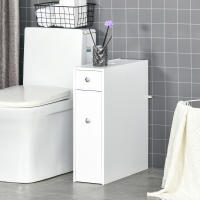 HOMCOM Armario Auxiliar de Baño Mueble de Baño Estrecho con 2 Cajones y Compartimiento Superior con Tapa para Lavabo Ducha 17x48x58 cm Blanco - details 1