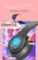 Auriculares De Juego Inalámbricos P47M Con Orejas De Gato Luminosas Y Micrófono Control LED Estéreo Para Teléfono Bluetooth Regalo - details 6