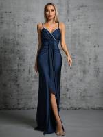Vestido De Fiesta Mgiacy Con Diseño De Puntadas En El Pecho Y Cuello Encañonado En Tela De Poliéster Con Cinturón Y Abertura En La Parte Inferior Vestido De Bodas Vestido De Ball Vestido De Party - details 11