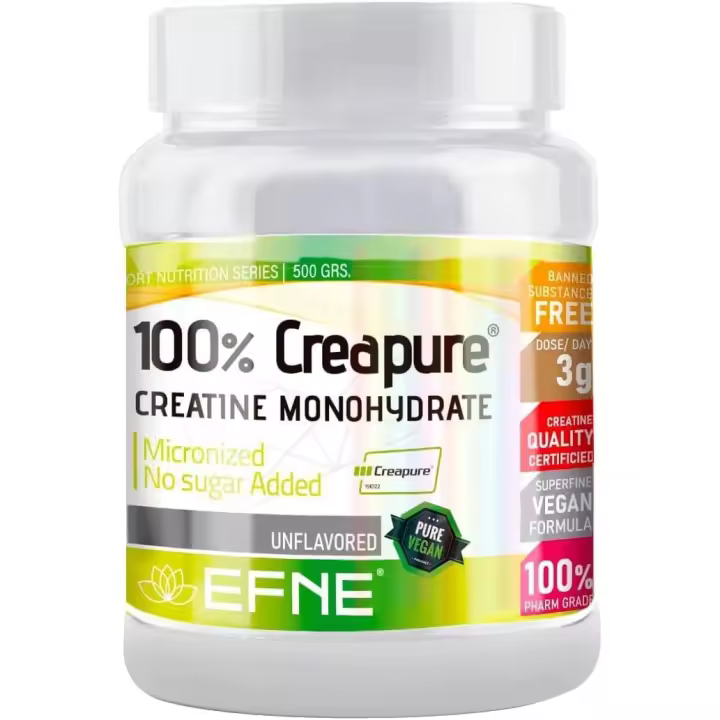 EFNE - Creatina Creapure -| 500 g - Creatina en polvo - 100% de pureza Creapure - Aumenta Resistencia y Fuerza , Sabor Neutro - Vegano - - 1