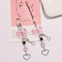 Llavero De Teléfono Gótico Y2K Con Corazón Y Estrella Para Mujeres Y Niñas Accesorio Lindo De Cadenilla De Bolso Kawaii Material Plástico Y Aleación De Zinc - details 5