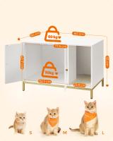 Armario para Gatos con Patas Altas - Elegante Mueble para Arena, 80x50x55 cm, Blanco y Dorado - details 7